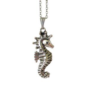Seahorse Pendant Necklace With 19" Stainless Chain Beach Resort Jewelry Gift